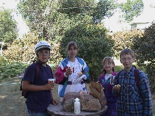 Dunning Family enjoy a break 
from bike trek, Photo by Roland Blanks